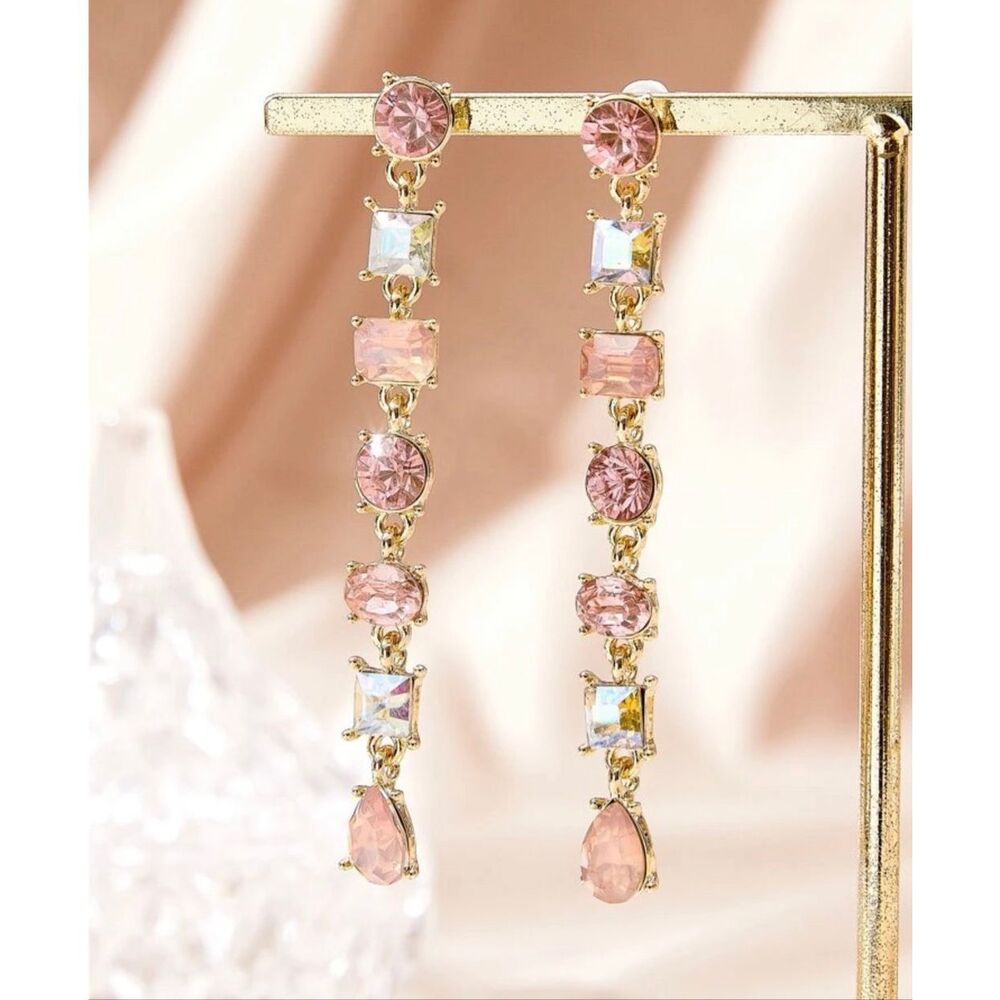 Pink Crystal Dangle Earrings